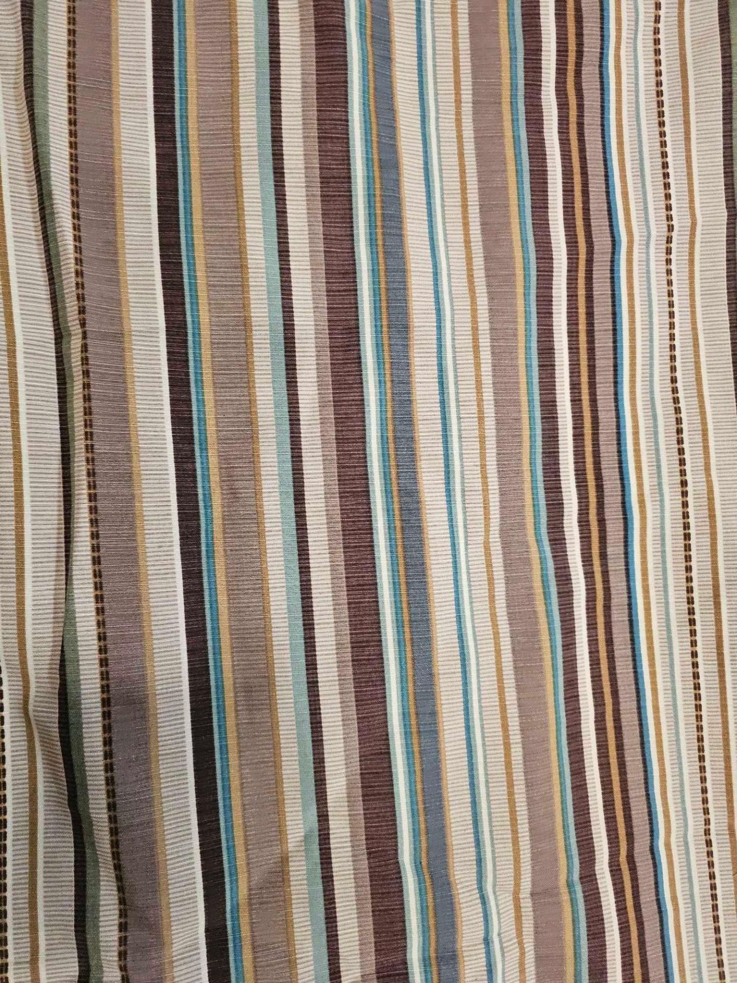 A Pair If Fabric Striped Curtains Brown Beige Green Blue Size -cm 220 x 200 Ref Dorch 73 - Image 3 of 3