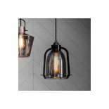 Aykley Pendant Light With A Glass Shade And Industrial Style Metal Surround This Pendant Light