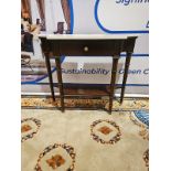 A Regency Style Mahogany Console Table. The White Marble Top With Concave Sides Above A Central