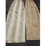 Single Cream And Silver Silk Drapes Brown Piping Arrow Pattern Size -cm 95 x 262 Ref Dorch 80 Single