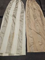 Single Cream And Silver Silk Drapes Brown Piping Arrow Pattern Size -cm 95 x 262 Ref Dorch 80 Single