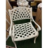 1x Patio Metal Square Style White Painted Armchair 90 x 90 x 73cm (Chair Only Table Not Included)
