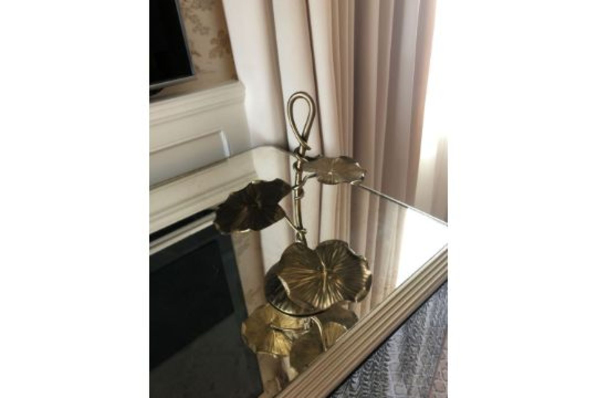 Jay Strongwater Three Tiered Lily Pad Stand Display Brass 26cm