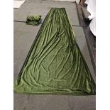 2 x Pair Of Green Velvet Curtains Black Stripe Edge Size -cm 116 x 348 Ref Dorch 61
