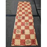 A Pair Of Red / Gold Checked Squares And Swirl Curtains. Fabric Size -cm 272 x 223 Ref Dorch 72