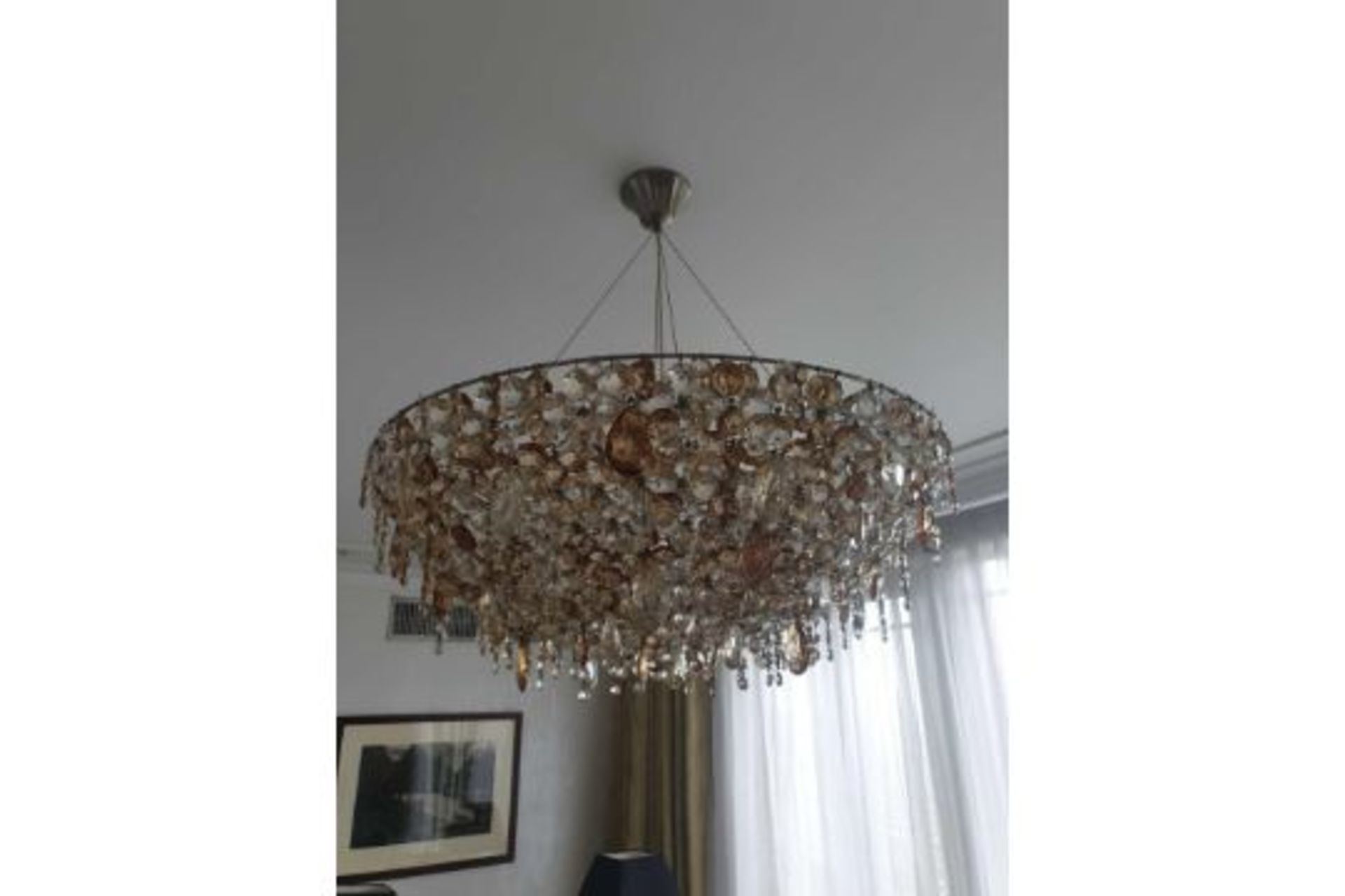 Lolli E Memmoli Ugolino Chandelier Crystals Woven Together Like Fabric, Hung From A Two-