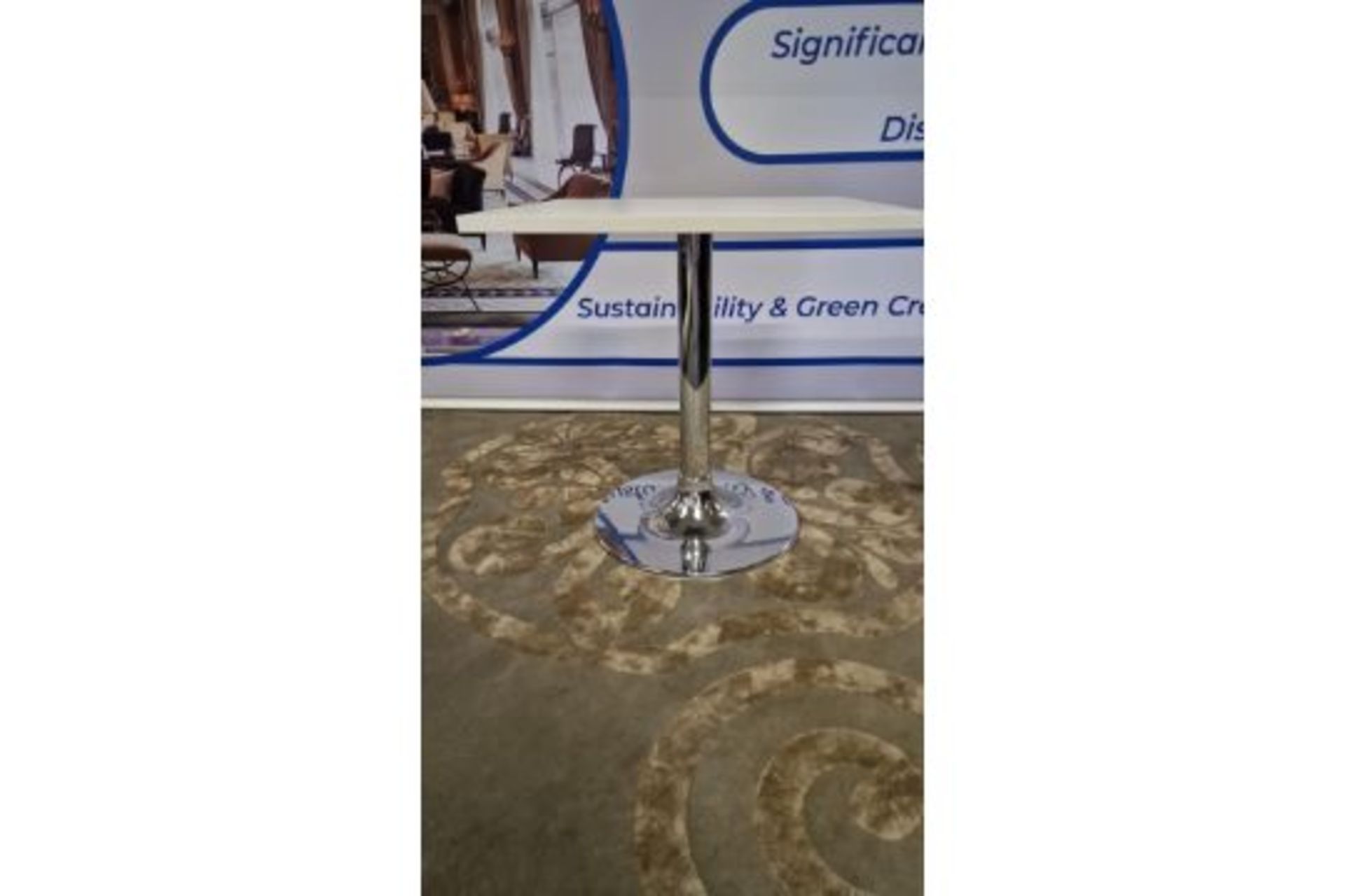Bistro Table The Bontempi Bistro Table Features A Sleek Stainless Steel Pedestal And A Chalk White - Image 3 of 3