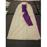 A Pair Silk Drapes Cream Purple Striped Edge Tie Backs And Canopy Size -cm 224 x 238 Ref Dorch 70