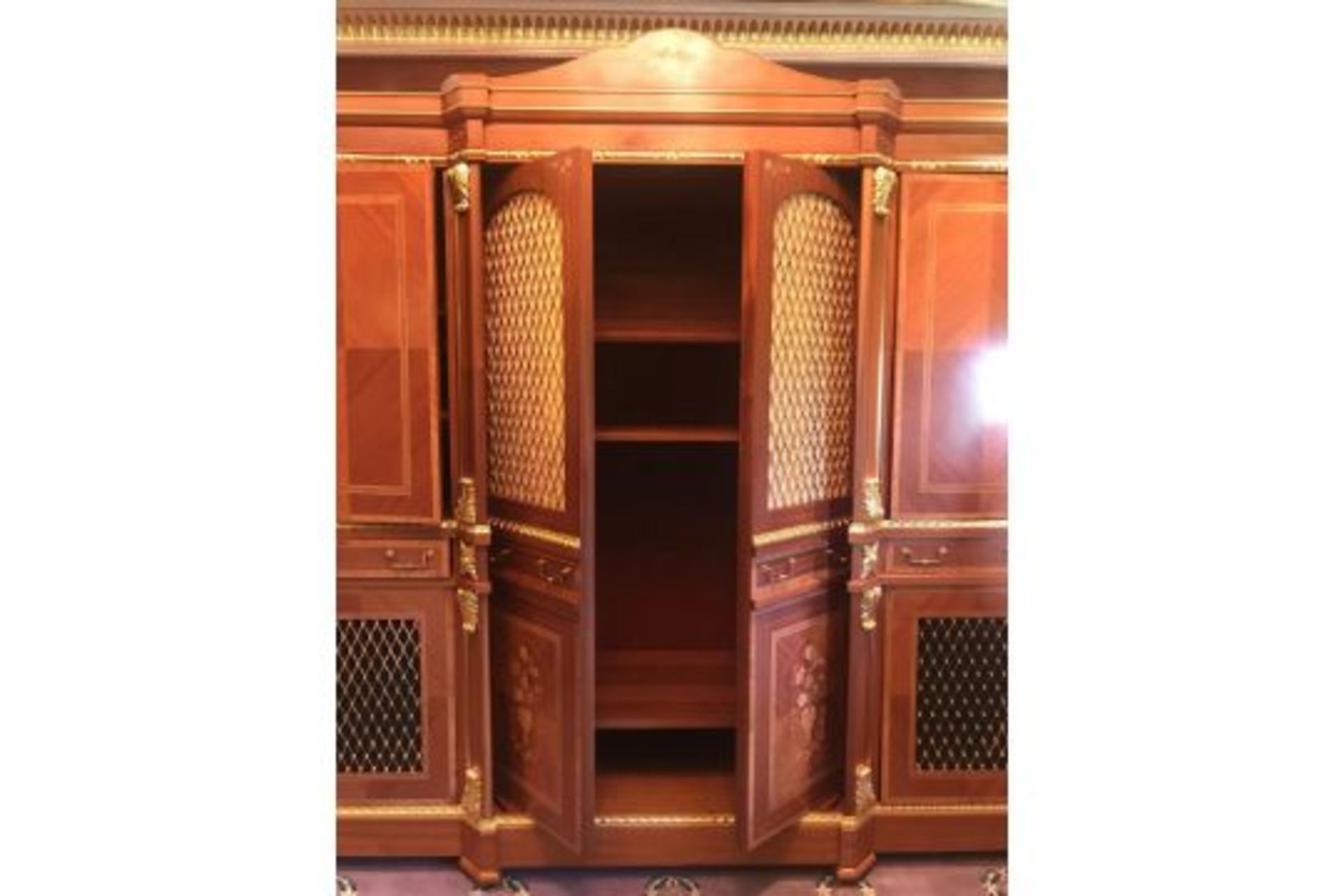 Break Front Large Cabinet In Walnut Central Full Length Double Door With Doors That Open Inwards - Image 2 of 7