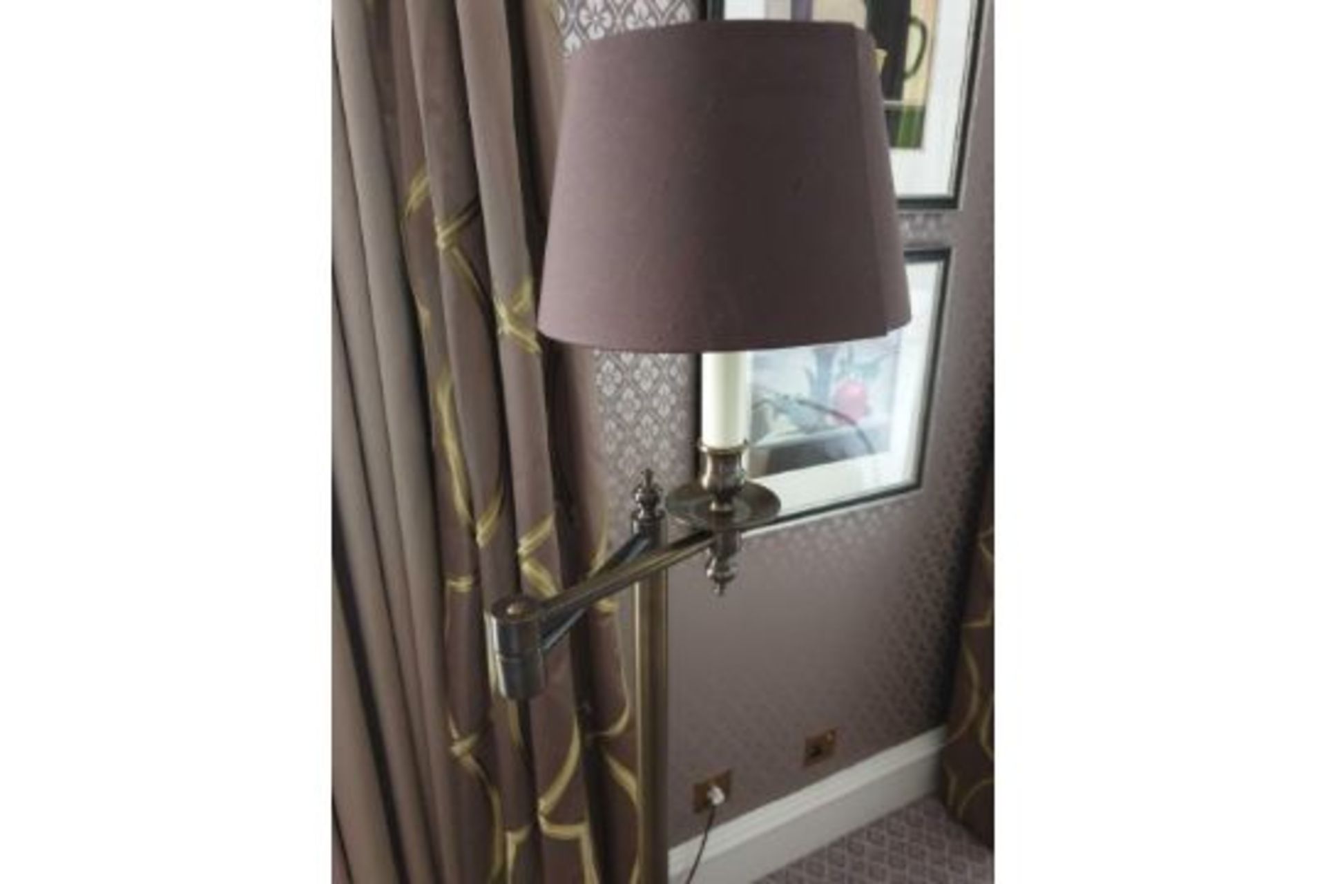 A Pair Of Library Floor Lamp Finished In English Bronze Swing Arm Function With Shade 156cm Hrb - Image 2 of 2