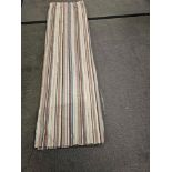 A Pair If Fabric Striped Curtains Brown Beige Green Blue Size -cm 220 x 200 Ref Dorch 73