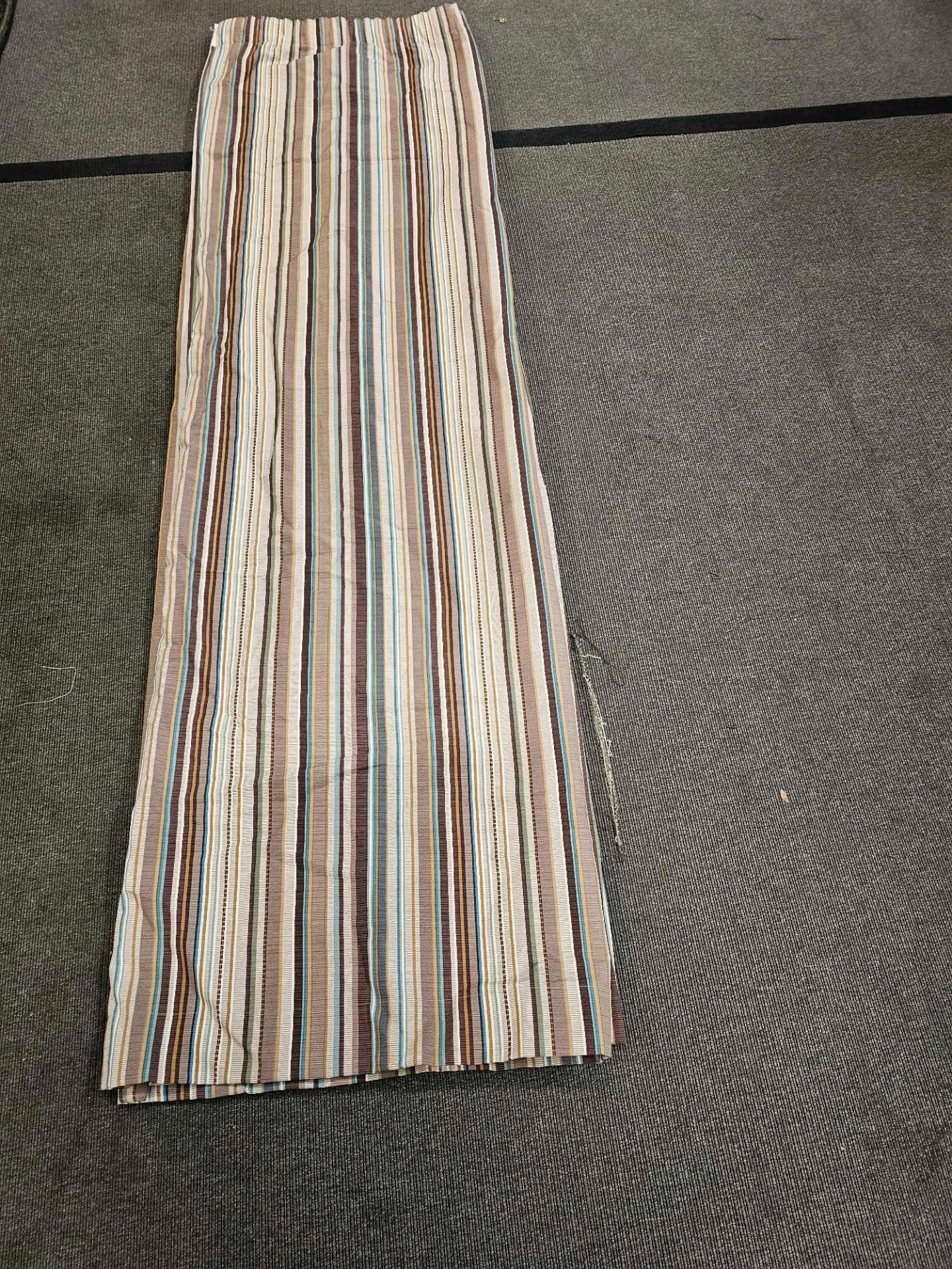 A Pair If Fabric Striped Curtains Brown Beige Green Blue Size -cm 220 x 200 Ref Dorch 73