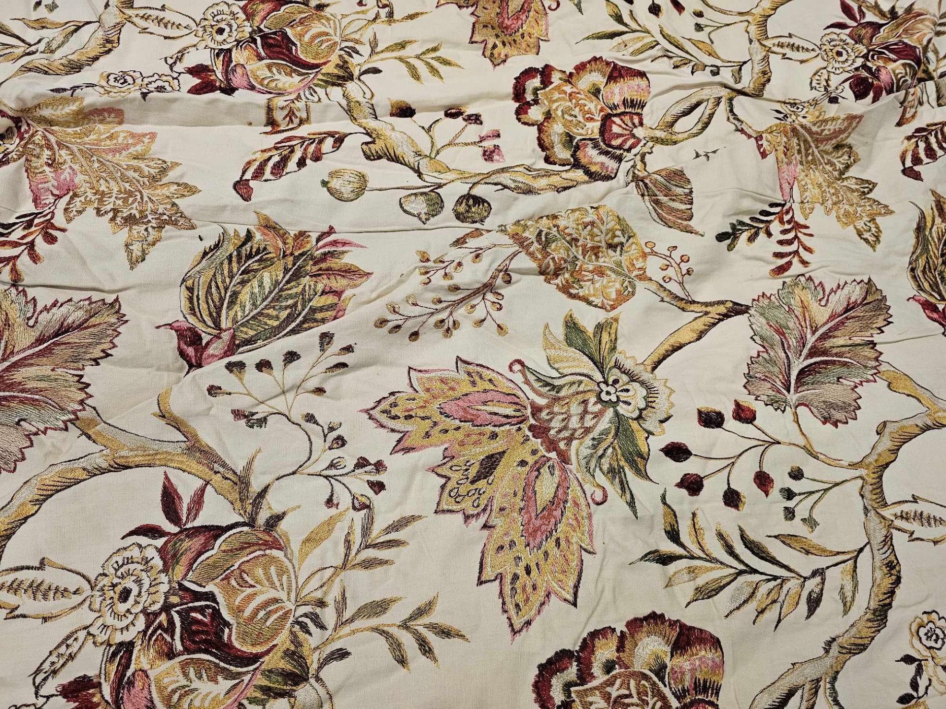 Pair Of Fabric Drapes Flower Patterned Size -cm 320 x 297 Ref Dorch 51 - Image 2 of 3