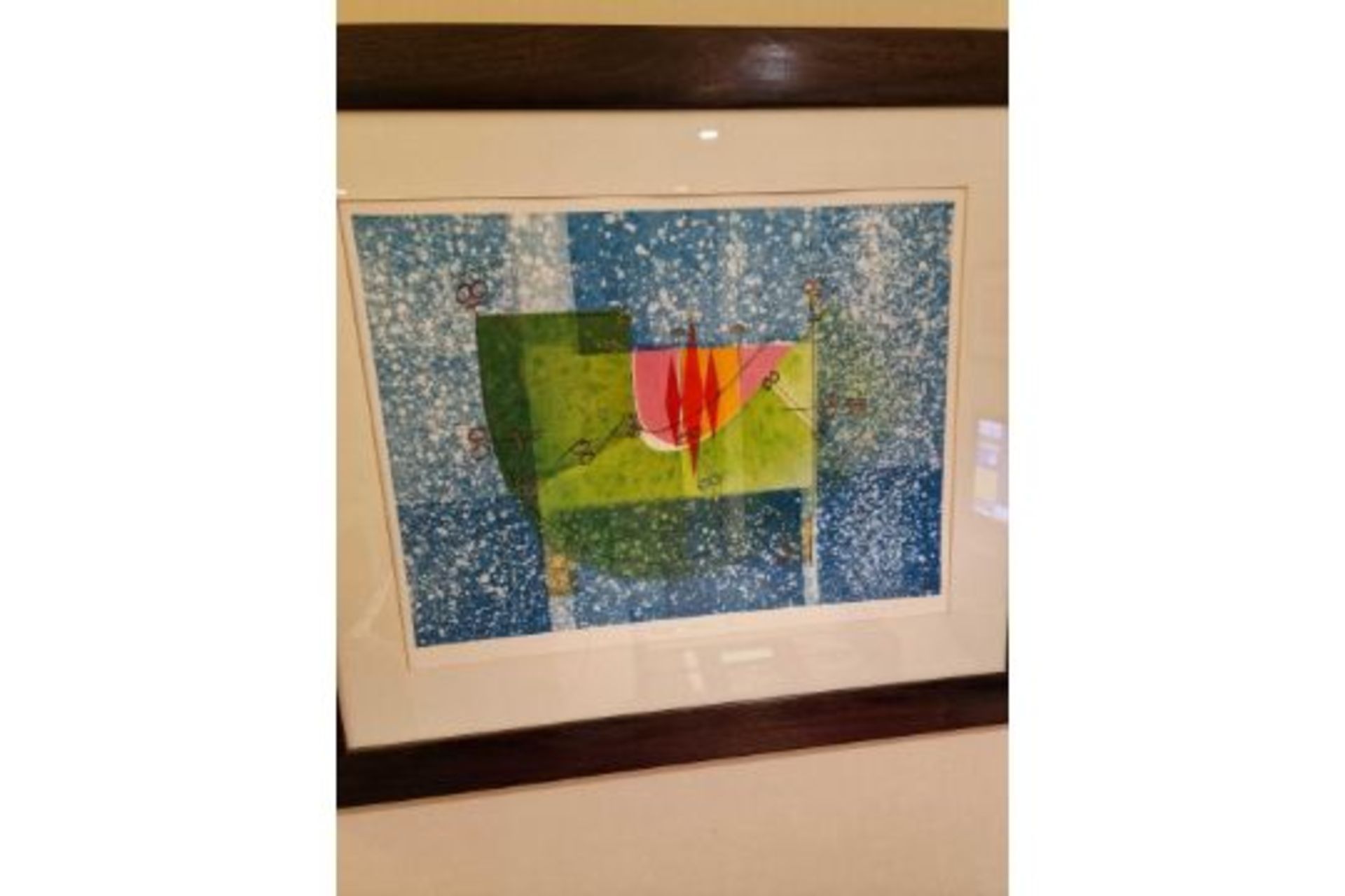 Framed Art Work Titled Diver Vert V Signed In Glazed Walnut Coloured Frame 90 x 77cm - Image 2 of 5