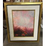 Abstract Lithograph Flame Clouds Framed 71 x 86cm