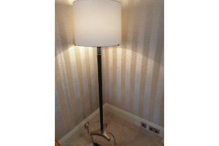 A Black And Chrome Floor Standard Lamp With White Shade 170cm