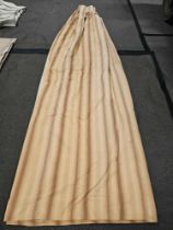 Pair Of Silk Drapes Striped Gold / Brown Size -cm 132 x 288 Ref Dorch 68