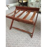 Dark Mahogany Luggage Rack With Leather Straps 65 x 43 x 50cm