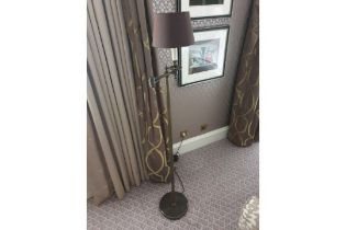 A Pair Of Library Floor Lamp Finished In English Bronze Swing Arm Function With Shade 156cm Hrb