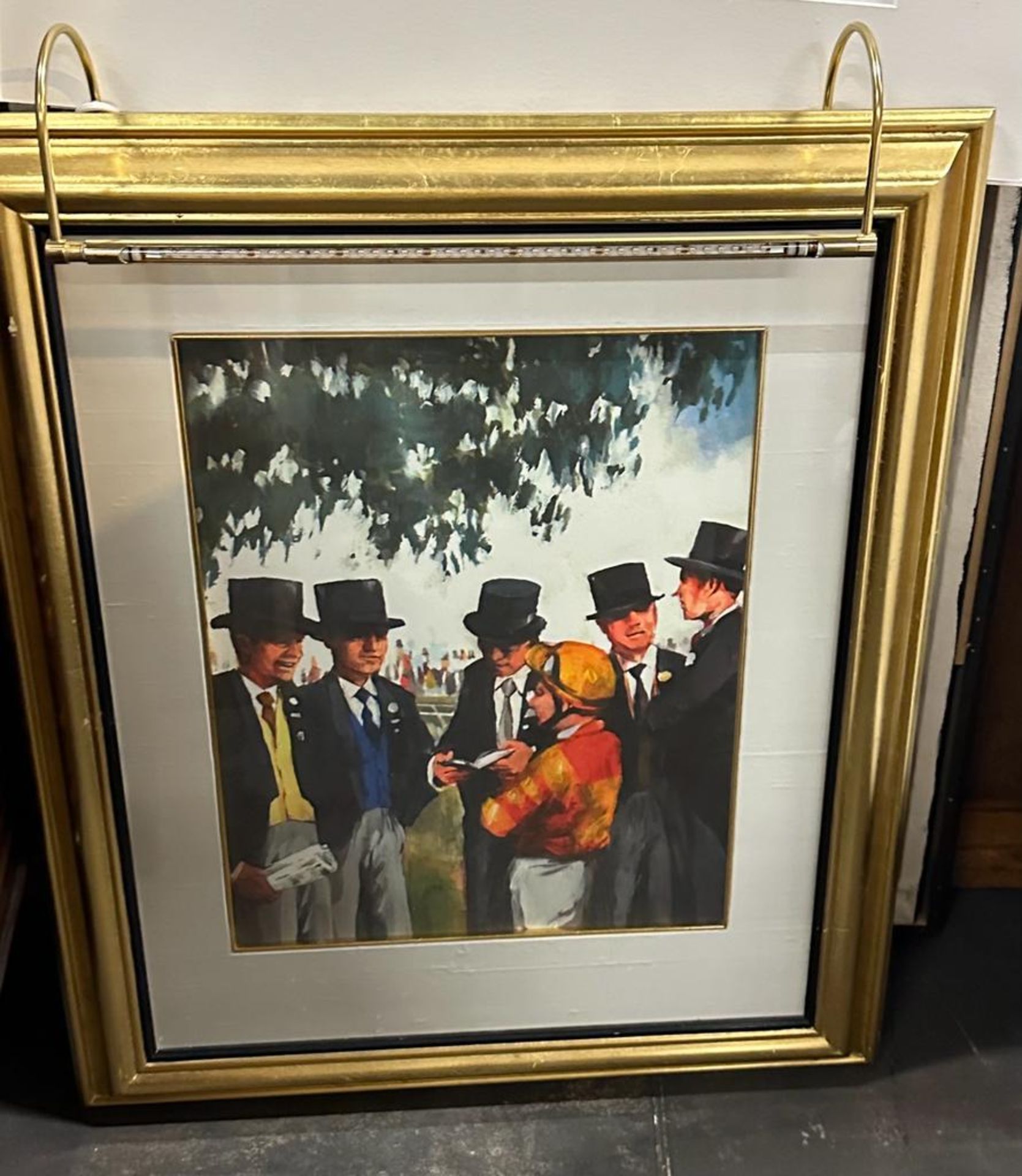 Framed Lithographic Print Illustrating A Jockey Talking To Gentleman In Morning Dress At Ascot - Bild 2 aus 2