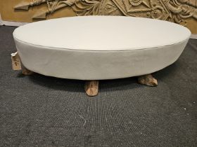 Bleu Nature Fo85 White Pebble Seekoo Oval Footstool With DriftwoodÃƒÂ£Ã¢â‚¬Å¡ Legs 121 x 60 x