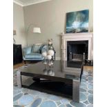 Malerba Srl Italy Secret Love Squared Coffee Table features two shelves of black pearl Sycamore wood