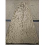Pair Of Olive Striped Silk Curtains Size 286 x 257cm ( Ref Dorchspa 109)