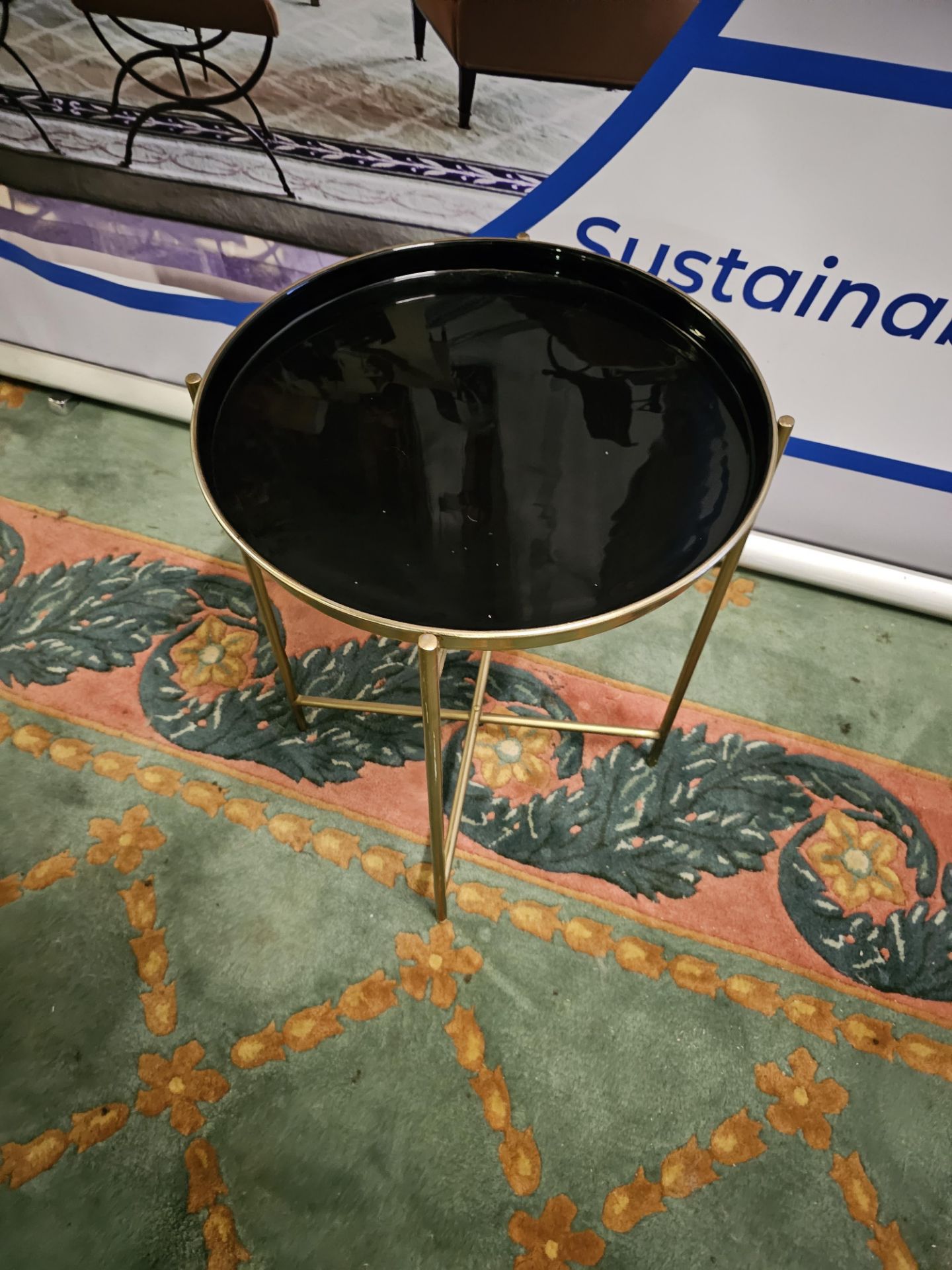 Gallery round metal tray table finished in brass and black Whether you're looking for an accent - Image 4 of 5