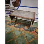 Elegant Pembroke Table with Blue Leather Inlay  Introducing the quintessence of craftsmanship and