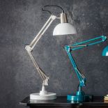 Watson Table Lamp Brushed Nickel And White Stylish Table Lamp With An Industrial Style In A Nickel