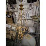 Jonathan Charles gilt bronze 3 x candle ceiling pendent 80cm drop 35cm wide