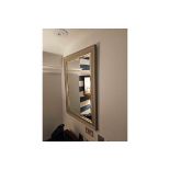 Modern Bevelled Accent Mirror Grey Timber Frame With Gold Trim Detailing 70 x 100cm