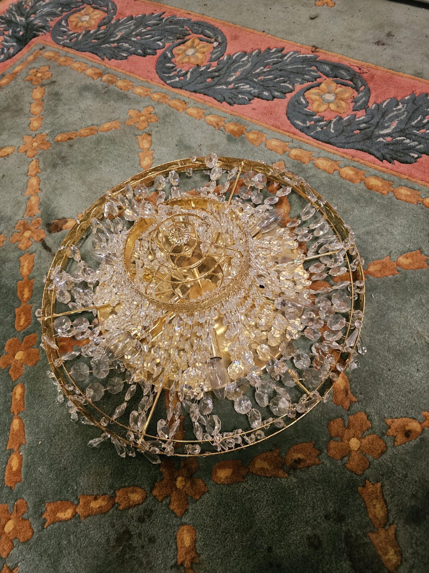 Chandelier MASIERO (EMME PI LIGHT)  Basket Brass And Crystal Semi Flush Ceiling Chandler 6 Lamp 57cm - Bild 4 aus 5