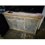 Mandala Sideboard Three Drawer Three Door Solid Reclaimed Wood Timeless Hand-Carving And Impressive