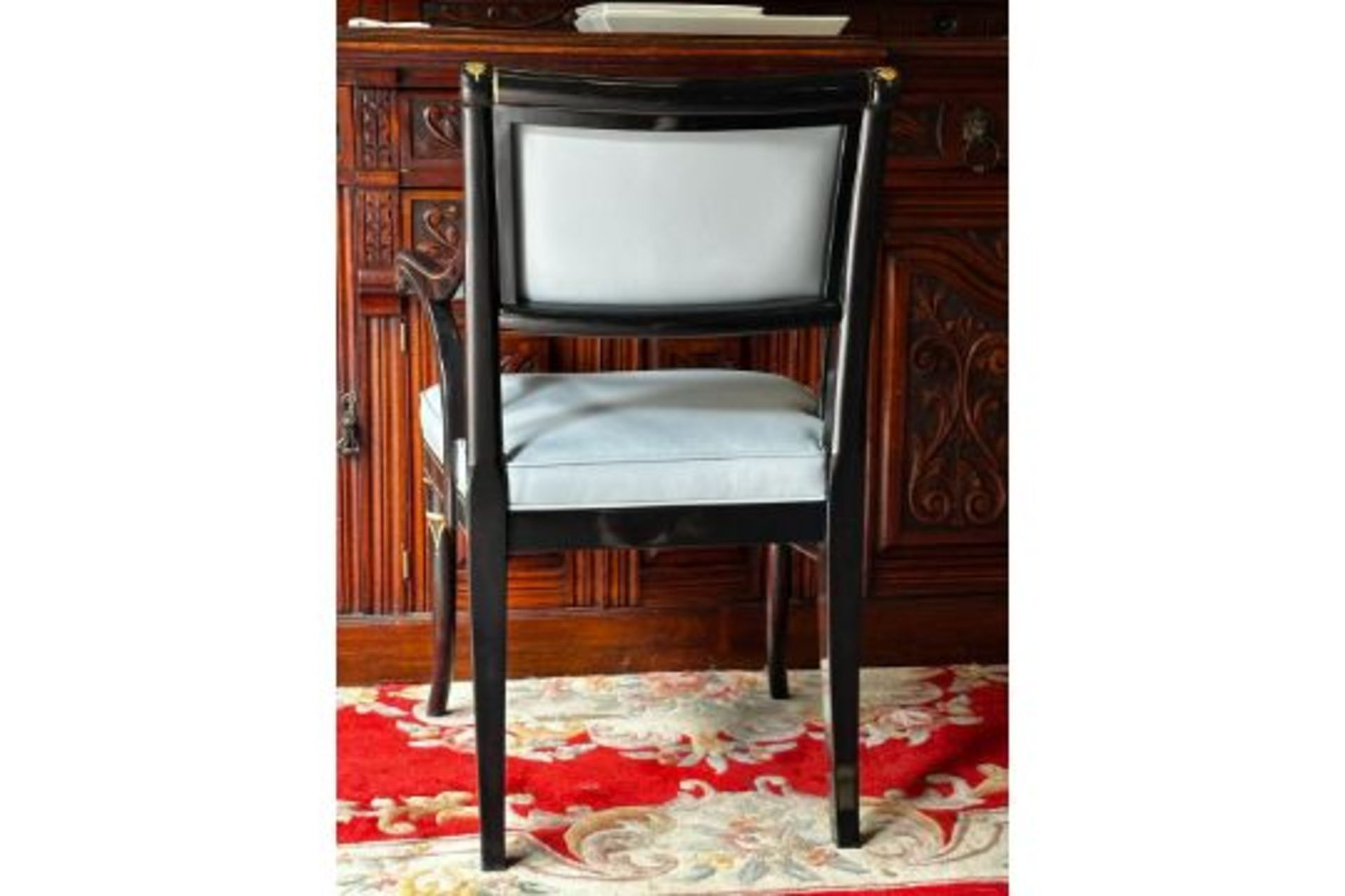 **Brand New ** Jonathan Charles Linden Dining Armchairs Upholstered In Duck Egg Blue Leather A - Bild 2 aus 2