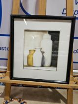 Framed Still Life Lithographs Initials Marked Jg 55 x 50cm