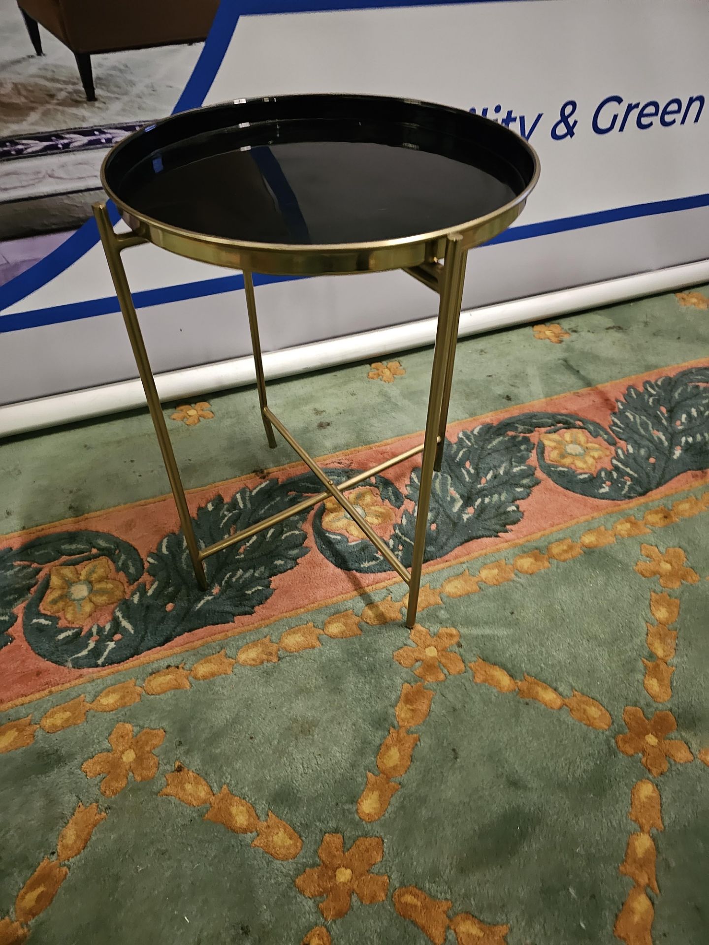 Gallery round metal tray table finished in brass and black Whether you're looking for an accent - Image 2 of 5