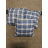 3 x Tartan Blue Cushions Size 40 x 40cm ( Ref Cush 129)