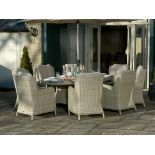 Chedworth 220cm With Lazy Susan, 2 x Recliners And 6 x Chairs Sandstone