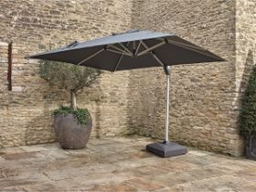 Chichester Anodised 4.0 x 3.0m Rectangle Side Post Parasol Inc Khaki Protective Cover Natural