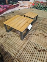 Teak Top Square Coffee Table Duo Large