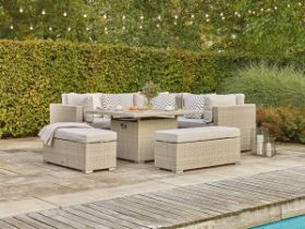 Kingscote Modular Sofa With Square Firepit Table And 2 Benches Nutmeg