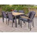 Zurich 164cm Rectangle Table And 6 x Bergen Stacking Chairs