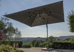 Chichester Anodised 4.0 x 3.0m Rectangle Side Post Parasol Inc Khaki Protective Cover Natural