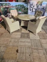 Chedworth 120cm Dining Table With 4 x Chairs Sandstone