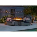 Monterey Large Rectangle Casual Dining Table With Ceramic Top And Firepit Dove Grey