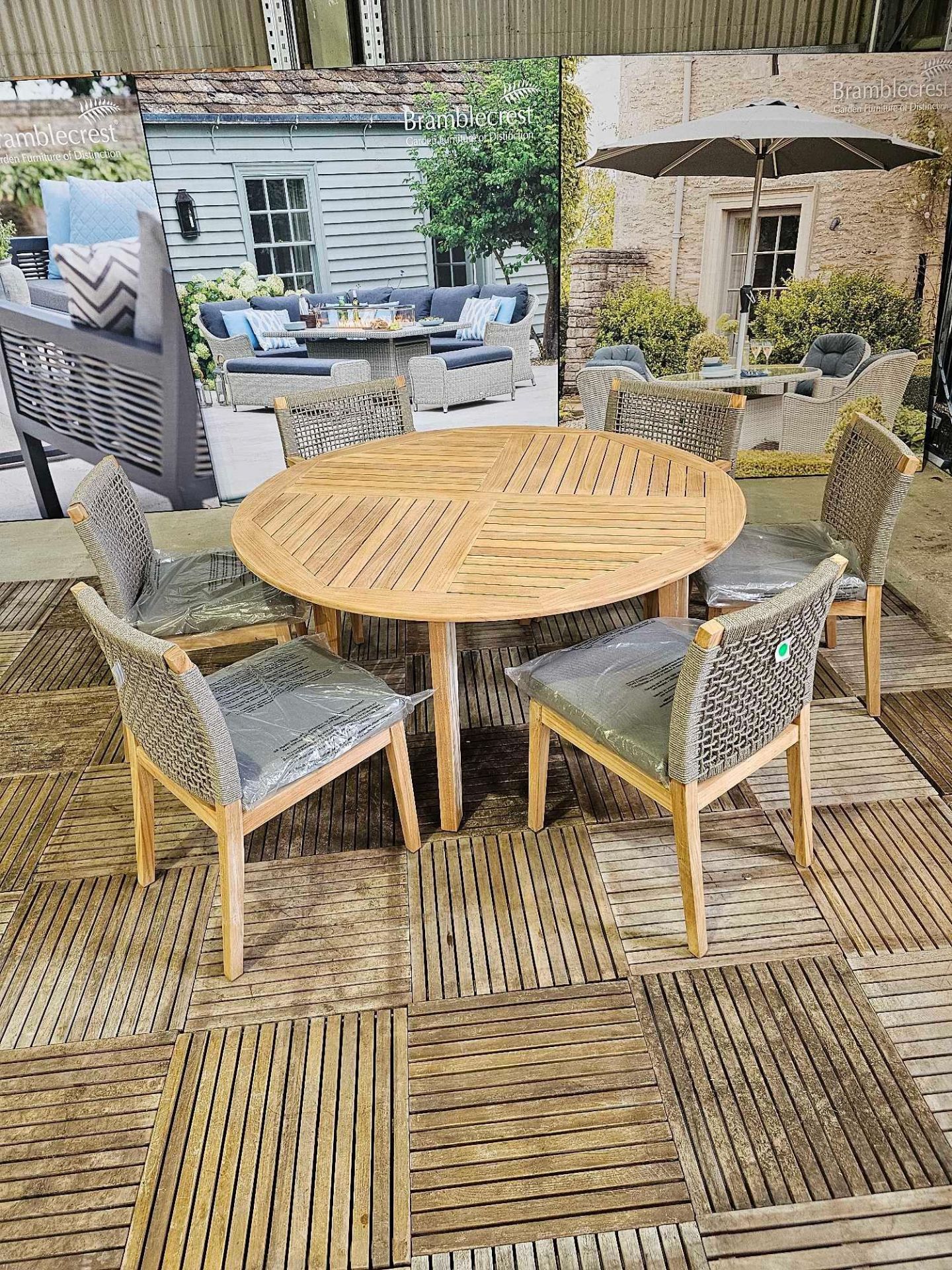 Cannes 150cm Round Teak Table With 4 x Side Chairs And 2 x Armchairs - Bild 2 aus 7