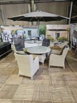 Chedworth 120cm Round Table With 4 x Chairs, Parasol And Base