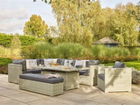 Kingscote Cloud Modular Sofa With Large Rectangle Firepit Table And Bench