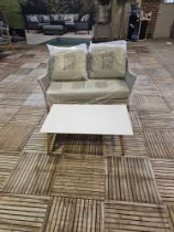 Vogue Rope 2 Seat Sofa With Coffee Table Light Grey